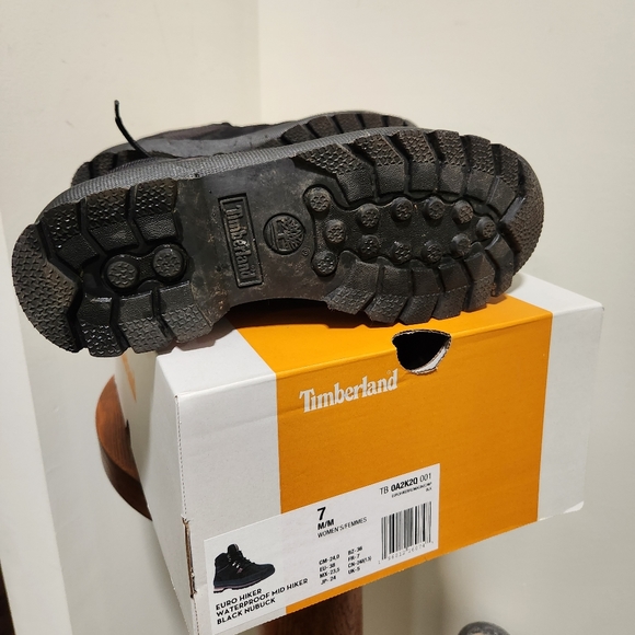 TIMBERLAND EURO HIKER WATERPROOF MID HIKER BLACK NUBUCK WOMENS 7 M WITH BOX - Picture 9 of 16